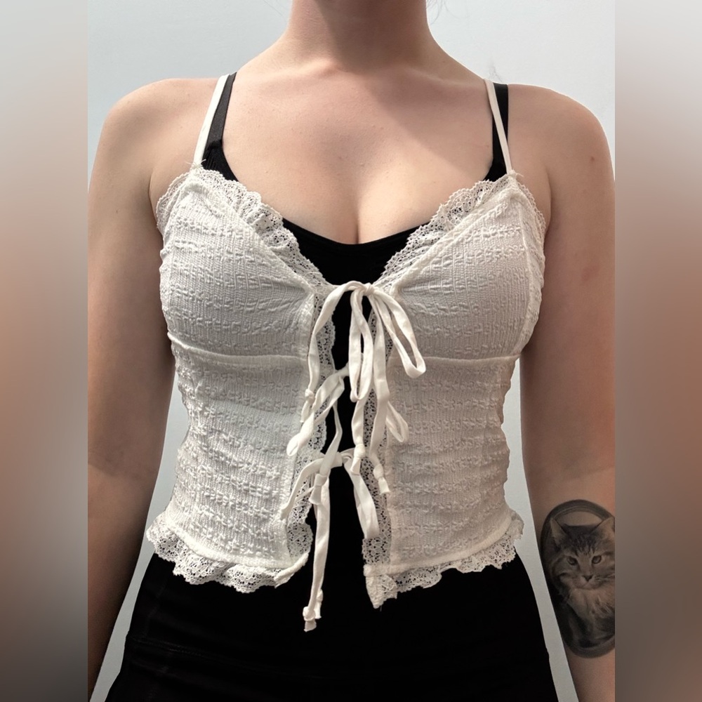 White Lace-Up Women's Top